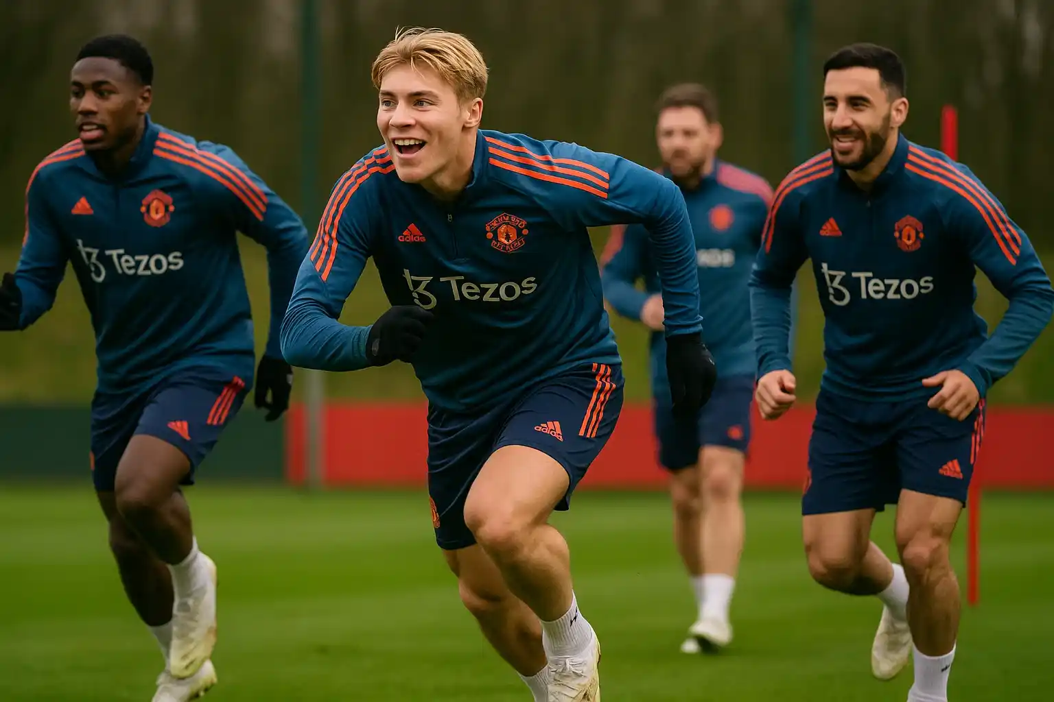 Rasmus Hojlund tập luyện hăng say cùng đồng đội